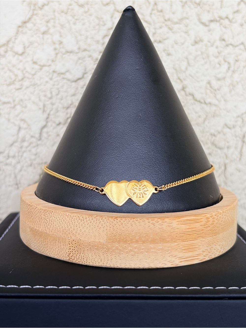 Dainty Gold Plated Double Heart Chain Anklet